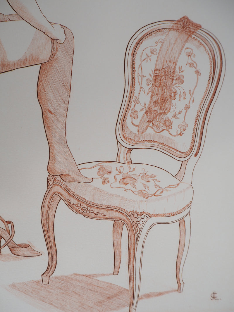 Jean Claude LALOUETTE : Femme aux bas, 1978 - Gravure (détail)