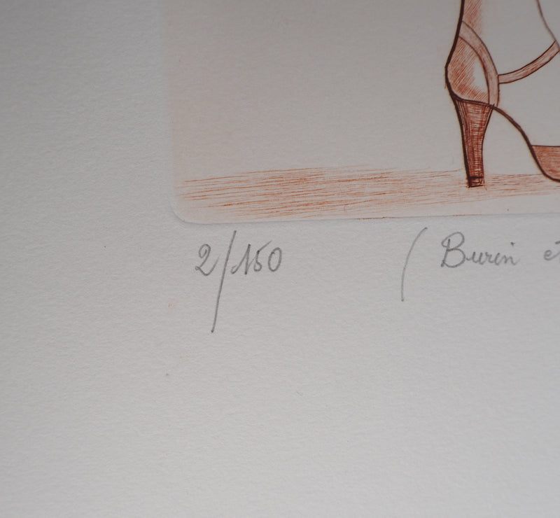 Jean Claude LALOUETTE : Femme aux bas, 1978 - Gravure (détail)