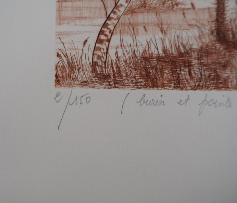 Jean Claude LALOUETTE : Paysage de Bretagne, 1978 - Gravure (détail)