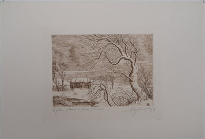 Jean Claude LALOUETTE : Paysage enneigé, 1980 - Gravure