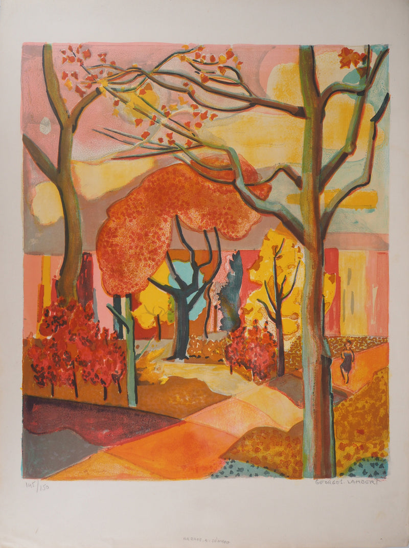 Georges LAMBERT : Arbres à Sénart - Lithographie