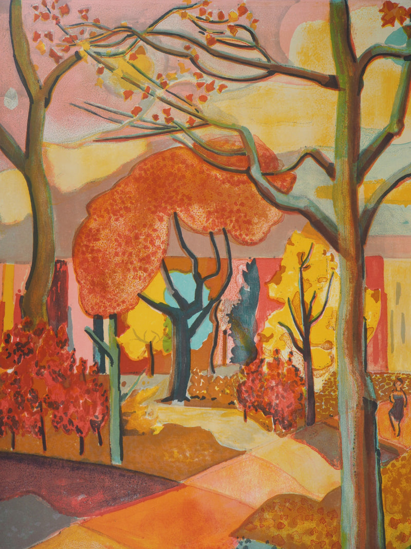 Georges LAMBERT : Arbres à Sénart - Lithographie (détail)