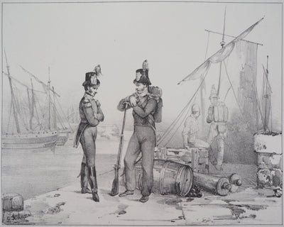 Richard James LANE : Officier et soldats de marine hollandaise - Lithographie