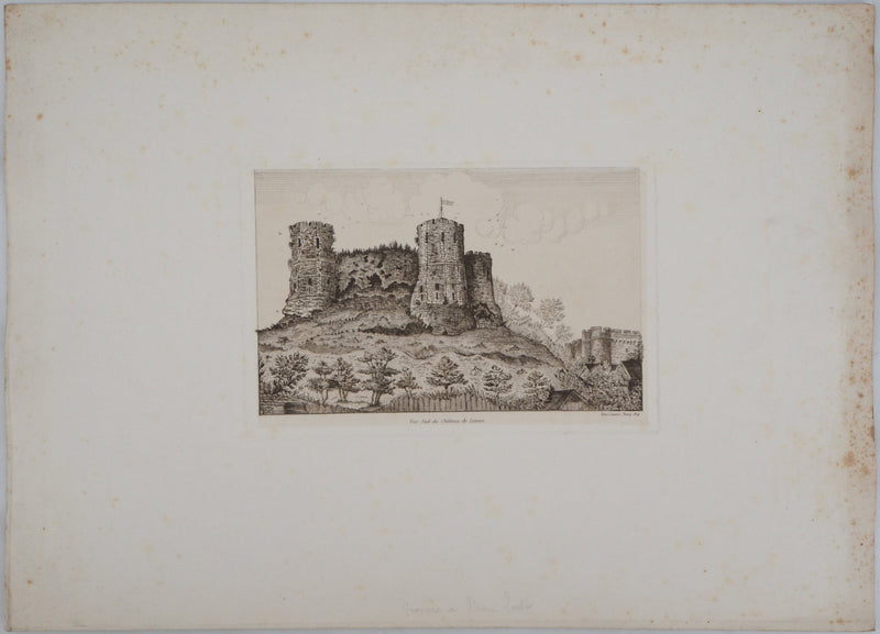 Henri LAPAIX : Vue sud du Château de Lemes, 1879 - Gravure (détail)