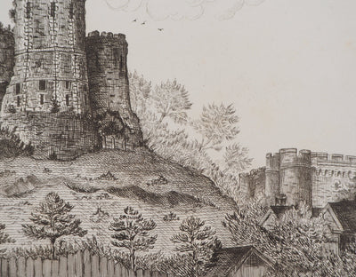Henri LAPAIX : Vue sud du Château de Lemes, 1879 - Gravure (détail)
