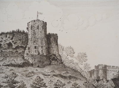 Henri LAPAIX : Vue sud du Château de Lemes, 1879 - Gravure (détail)