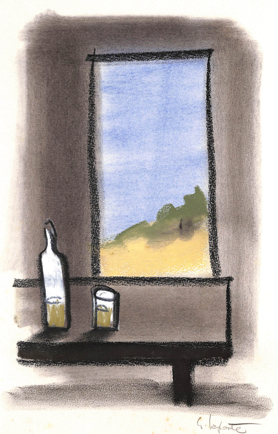 Georges LAPORTE: Alley in Bruges, 1971, Original lithograph – art