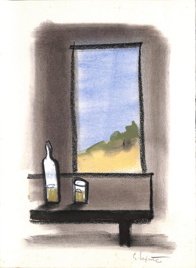 Georges LAPORTE : Apéritif à la fenêtre - Dessin (détail)