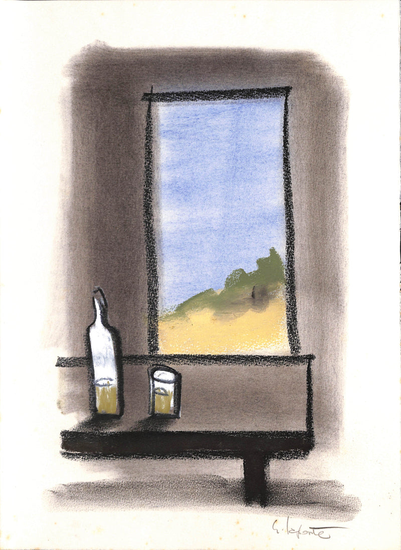 Georges LAPORTE : Apéritif à la fenêtre - Dessin (détail)