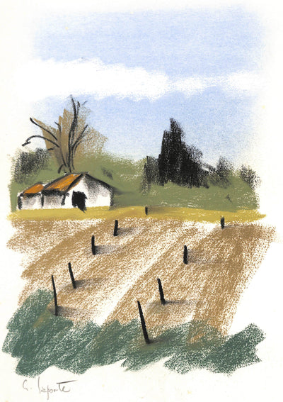 Georges LAPORTE : Les champs des Bastides - Dessin (détail)