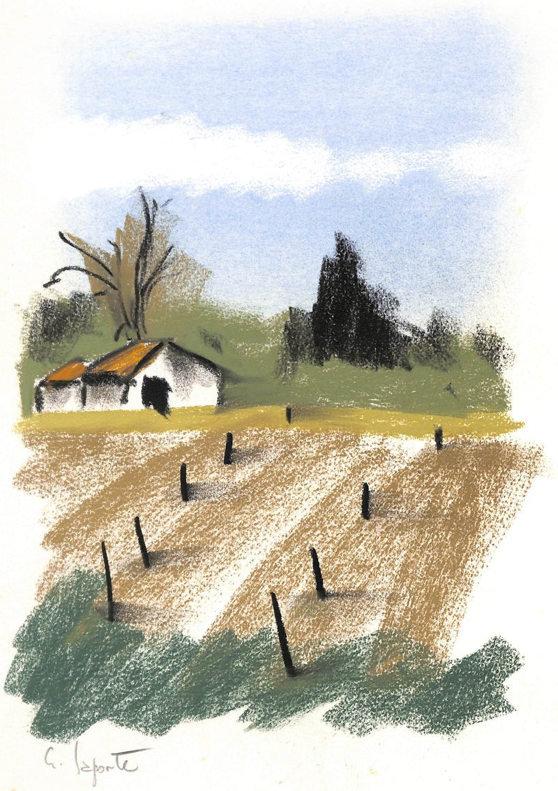 Georges LAPORTE : Les champs des Bastides - Dessin (détail)