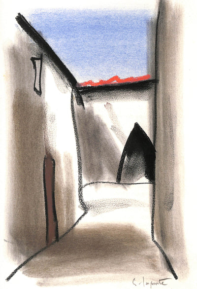 Georges LAPORTE : Dans les rues des Bastides - Dessin (détail)