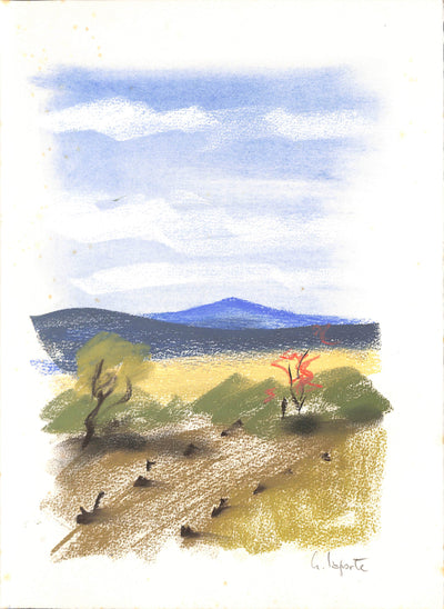 Georges LAPORTE : Face à la colline - Dessin