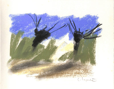 Georges LAPORTE : Oliviers sauvages - Dessin (détail)