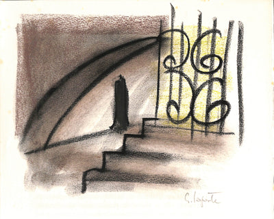 Georges LAPORTE : L'ombre et la grille - Dessin
