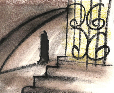 Georges LAPORTE : L'ombre et la grille - Dessin (détail)