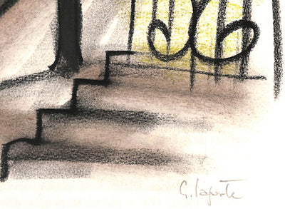 Georges LAPORTE : L'ombre et la grille - Dessin (détail)