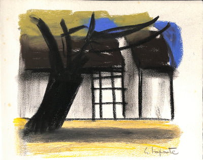 Georges LAPORTE : A l'ombre du platane - Dessin