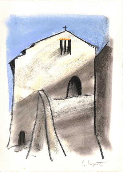 Georges LAPORTE : La petite église - Dessin