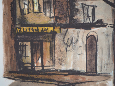 Georges LAPORTE : Le café du village, 1971 - Lithographie (détail)