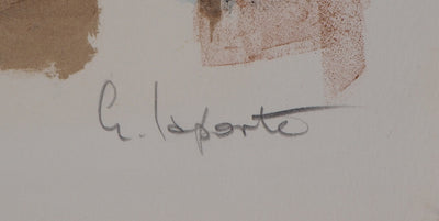 Georges LAPORTE : Le café du village, 1971 - Lithographie (détail)