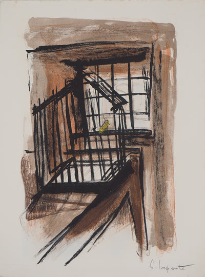 Georges LAPORTE : Le canari, 1971 - Lithographie (détail)