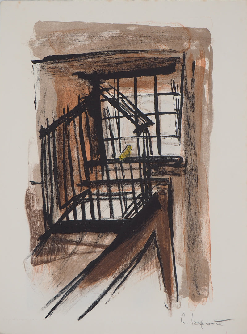 Georges LAPORTE : Le canari, 1971 - Lithographie (détail)