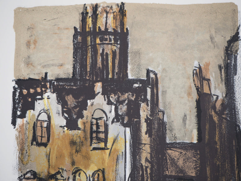 Georges LAPORTE : Cathédrale en Hollande, 1971 - Lithographie (détail)