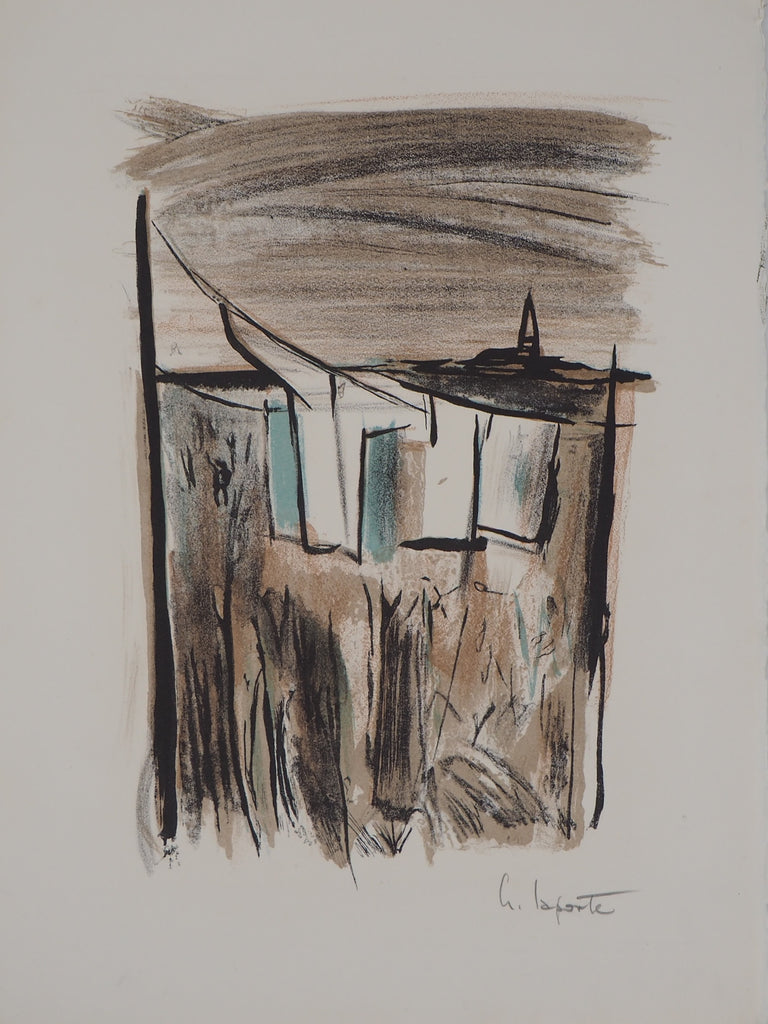 Georges LAPORTE: Away from the city, 1971, Original lithograph