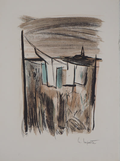 Georges LAPORTE : A l'écart de la ville, 1971 - Lithographie