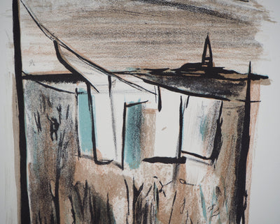 Georges LAPORTE : A l'écart de la ville, 1971 - Lithographie (détail)
