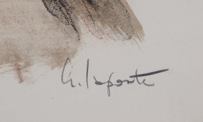 Georges LAPORTE : Péniche amarrée, 1971 - Lithographie (détail)