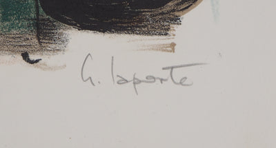 Georges LAPORTE : Péniches au port, 1971 - Lithographie (détail)