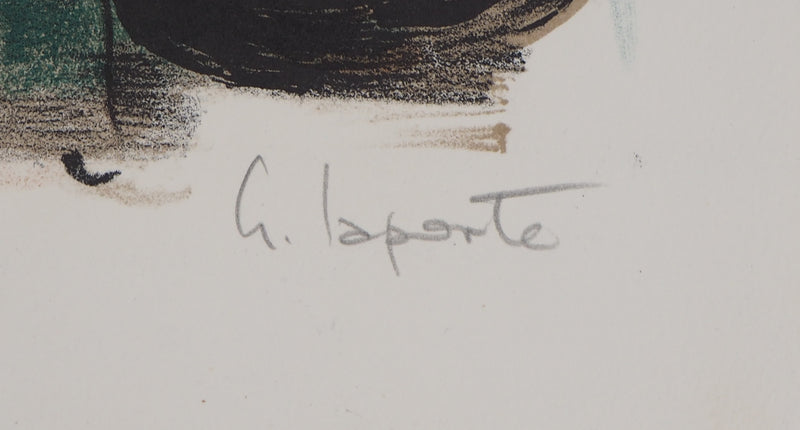 Georges LAPORTE : Péniches au port, 1971 - Lithographie (détail)
