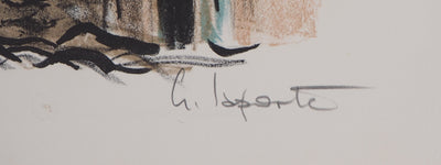 Georges LAPORTE : Ruelle à Bruges, 1971 - Lithographie (détail)