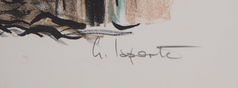 Georges LAPORTE : Ruelle à Bruges, 1971 - Lithographie (détail)