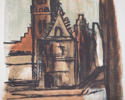 Georges LAPORTE : La vielle église, 1971 - Lithographie (détail)