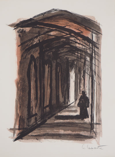 Georges LAPORTE : Le vieux Cloitre, 1971 - Lithographie
