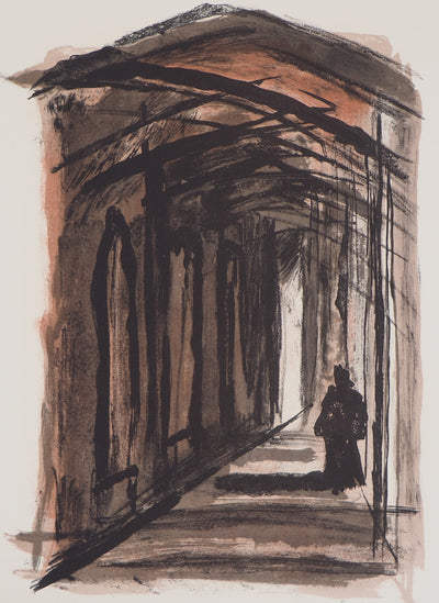 Georges LAPORTE : Le vieux Cloitre, 1971 - Lithographie (détail)