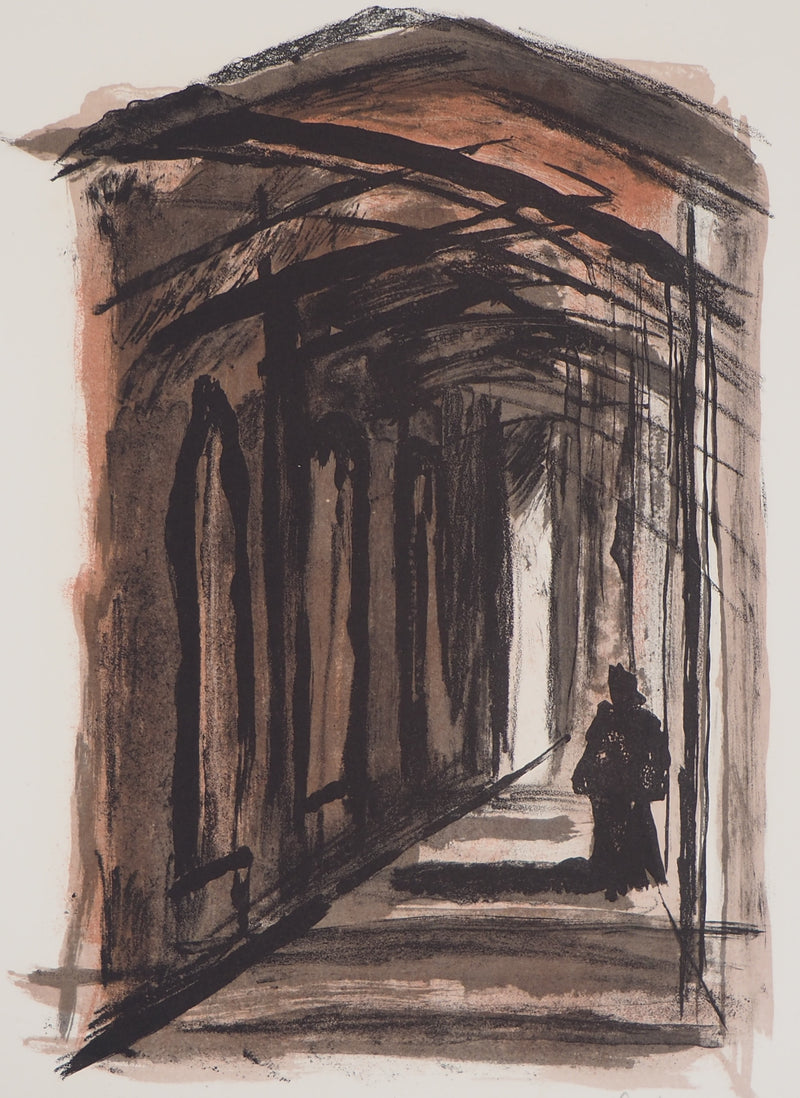 Georges LAPORTE : Le vieux Cloitre, 1971 - Lithographie (détail)