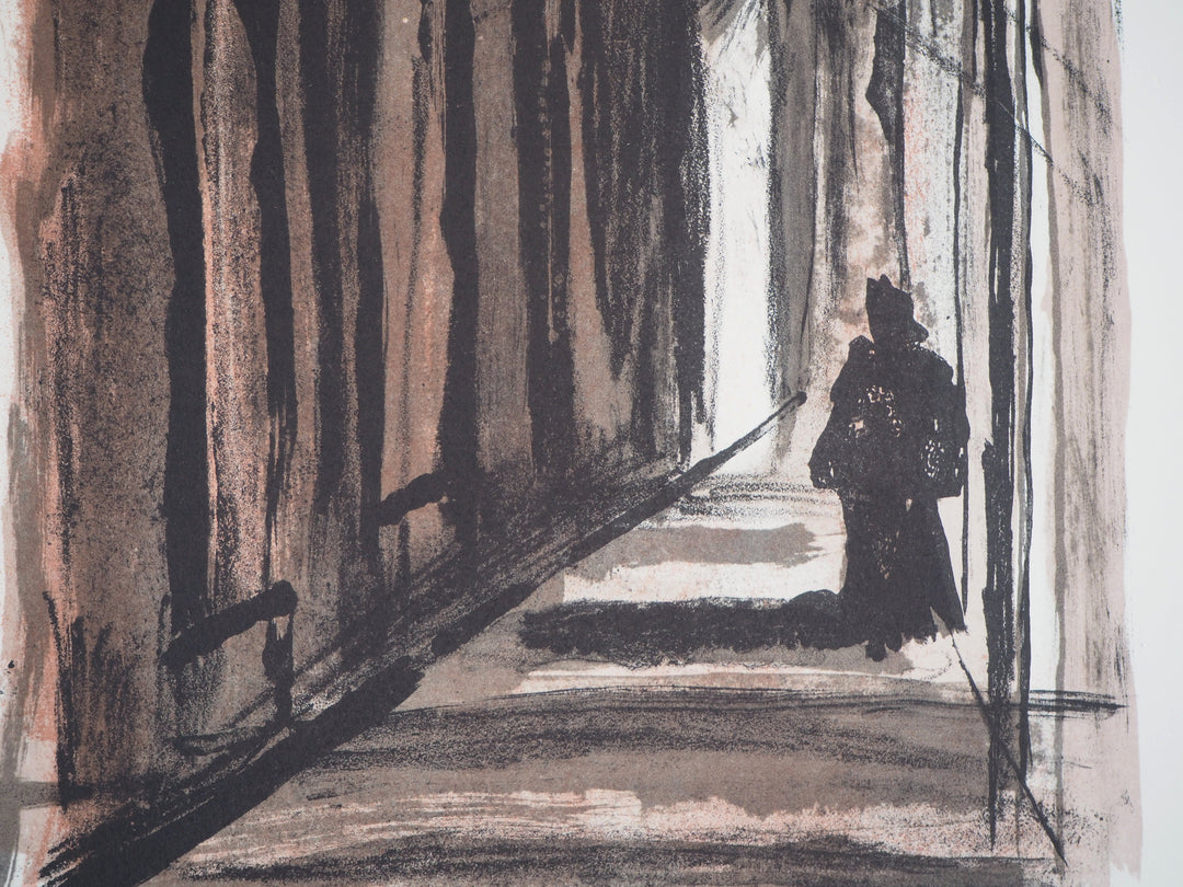 版画 ES LAPORTE lithograph Georges LAPORTE: The Old Cloister, 1971, Original Lithograph – art