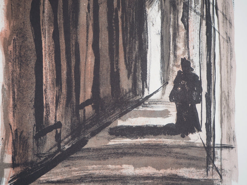 Georges LAPORTE : Le vieux Cloitre, 1971 - Lithographie (détail)