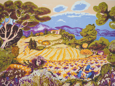 Dany LARTIGUE : Provence : l'agriculture traditionnelle - Lithographie (détail)
