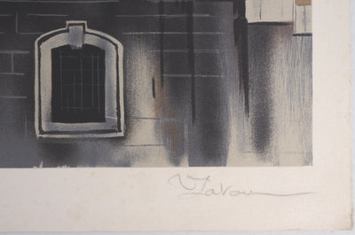 Eugène Valentin LATOUR : Le quai St. Michel - Lithographie (détail)
