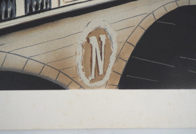 Eugène Valentin LATOUR : Le quai St. Michel - Lithographie (détail)