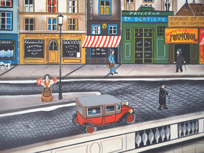 Eugène Valentin LATOUR : Le quai St. Michel - Lithographie (détail)
