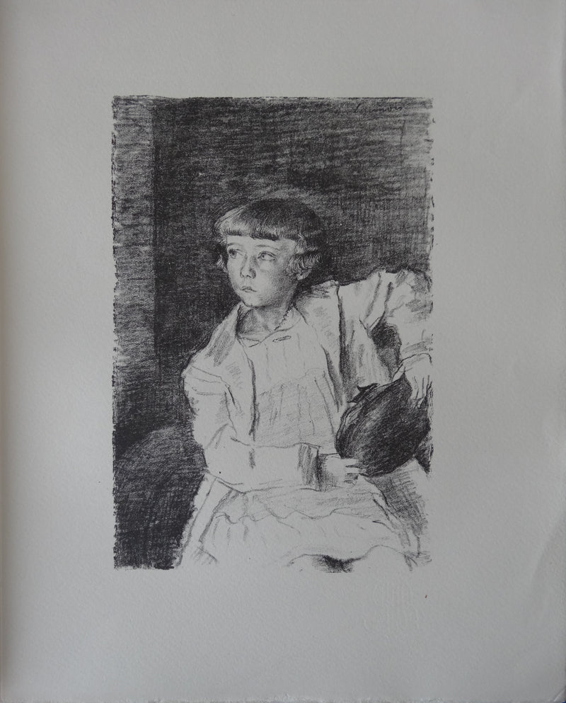 Jean LAUNOIS : La petite fille au béret (Noémie), Lithographie originale (photo de détail 2) - Crédit photo : Galerie Art.Paris