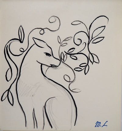 Marie LAURENCIN : Chien assis - Dessin