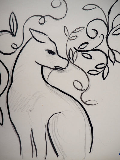 Marie LAURENCIN : Chien assis - Dessin (détail)