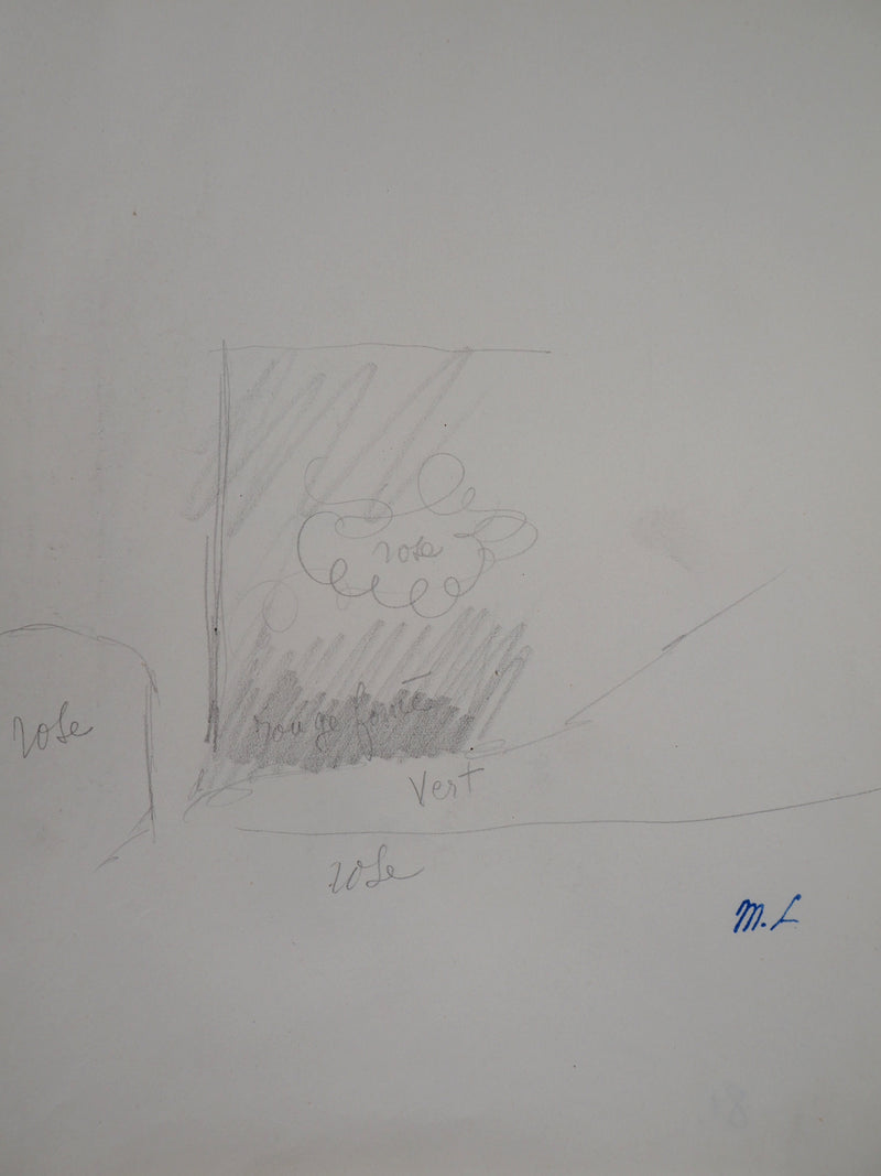 Marie LAURENCIN : Etude de coulissé, 1953 - Dessin (détail)